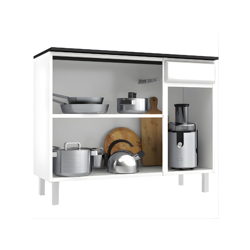 Balcao Tripo Telasul Esmeralda 3 Porta 1 Gaveta com Tampo 15MM Smart Branco-ce4ff005-b0d1-411c-9ff0-7eecaeee903b