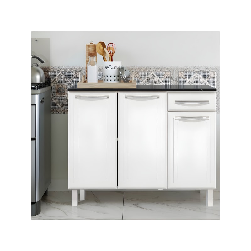 Balcao Tripo Telasul Esmeralda 3 Porta 1 Gaveta com Tampo 15MM Smart Branco-d98a7a5c-64af-4448-a9ce-0f44dd106175