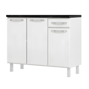 Balcao Tripo Telasul Esmeralda 3 Porta 1 Gaveta com Tampo 15MM Smart Branco