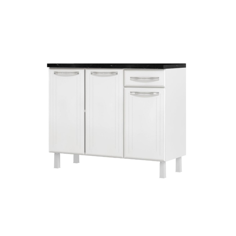 Balcao Tripo Telasul Esmeralda 3 Porta 1 Gaveta com Tampo 15MM Smart Branco