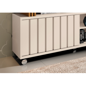 Bancada Briz 1.36 HB Moveis 1 Porta de Correr para Tv de ate 50" Off White/Castanho