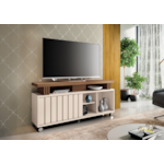 Bancada Briz 1.36 HB Moveis 1 Porta de Correr para Tv de ate 50" Off White/Castanho