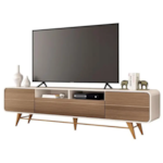 Bancada Epoca 2.2 HB Moveis 2 Portas para Tv de ate 85" Off White/Castanho