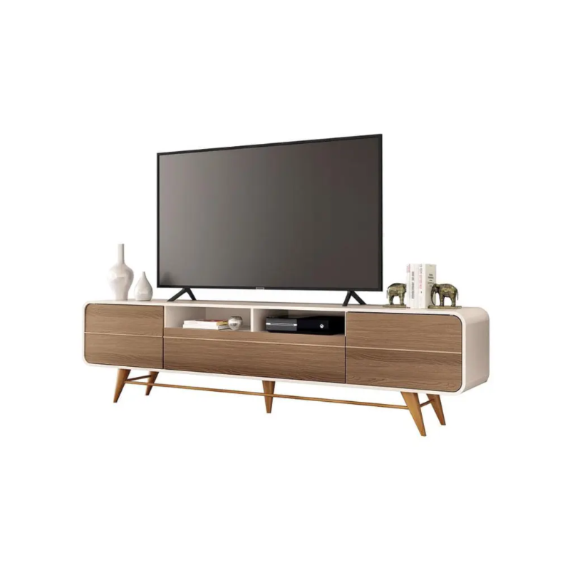 Bancada Epoca 2.2 HB Moveis 2 Portas para Tv de ate 85" Off White/Castanho