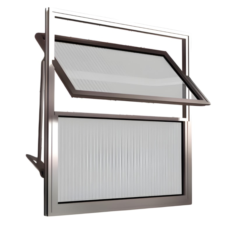 Basculante Clm Aluminio Natural 60X40 Vidro Fume Premium