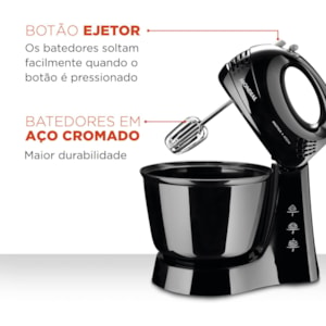 Batedeira Mondial Pratica B-44 B 127V Preto