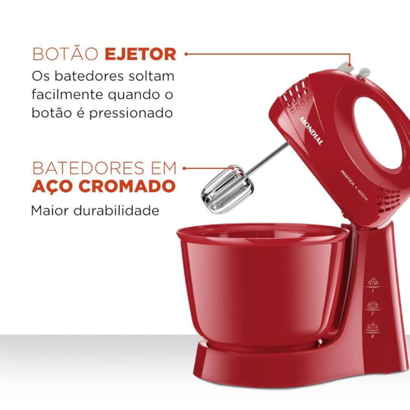 Batedeira Mondial Prática B-44-R 400W 127V Vermelha-3cae952e-514a-4010-81eb-0d7220b5c6ed