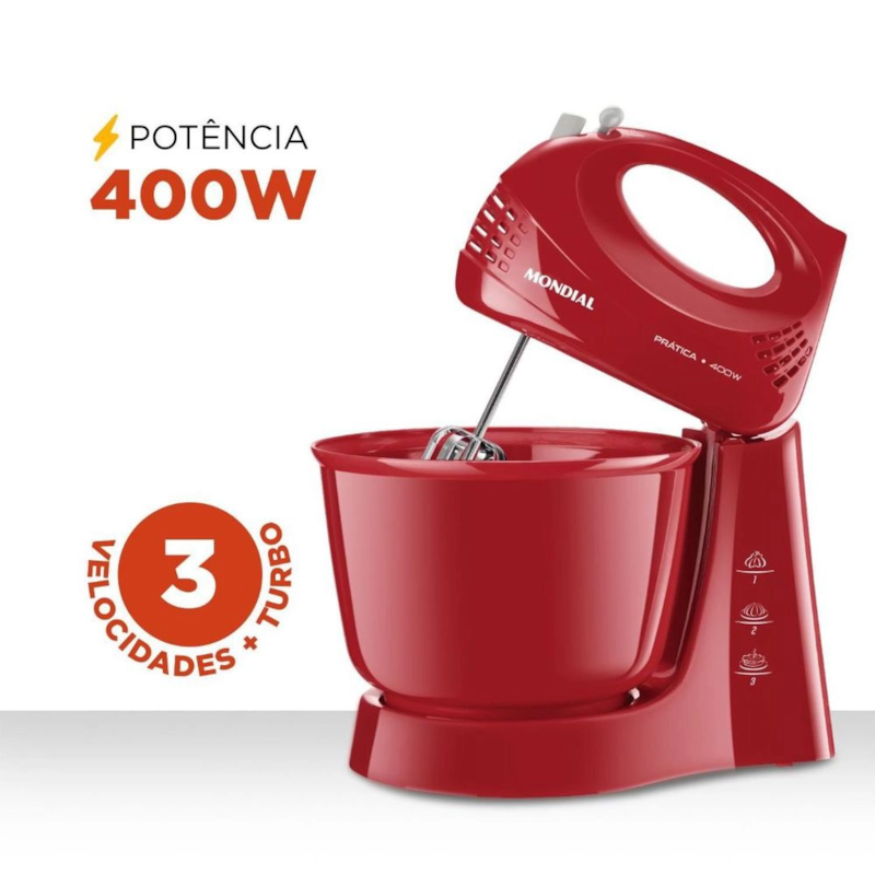 Batedeira Mondial Prática B-44-R 400W 127V Vermelha-621af8d6-06f8-4d66-9f3d-0cb3d8e68e09