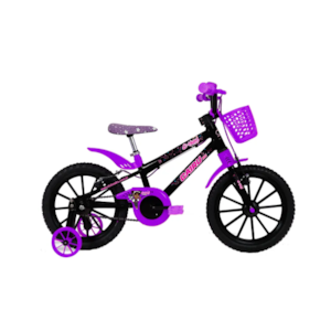 Bicicleta Cairu Aro 16 em ABS Feminino C-High Pro Mountain Bike Preto/Lilas