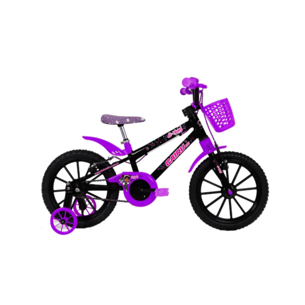 Bicicleta Cairu Aro 16 em ABS Feminino C-High Pro Mountain Bike Preto/Lilas-109afd98-0afb-47d1-bf2b-df2f1b962a95