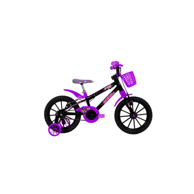 Bicicleta Cairu Aro 16 em ABS Feminino C-High Pro Mountain Bike Preto/Lilas