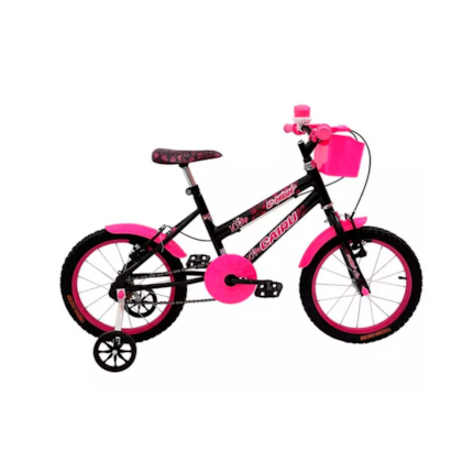 Bicicleta Cairu Aro 16 Feminino C-HIGH Preto/Pink