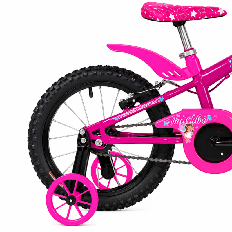 Bicicleta Cairu Aro 16 Mountain Bike Feminina Fadinha Rosa/Pink