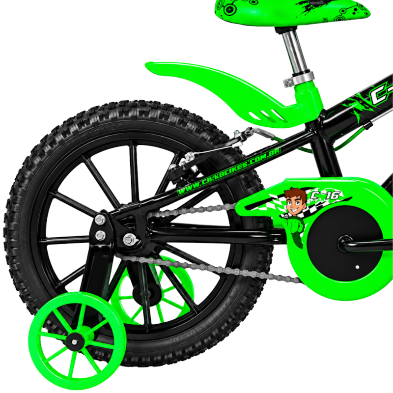 Bicicleta Cairu Aro 16 Mountain Bike Masculino Racer Kids Preto/Verde