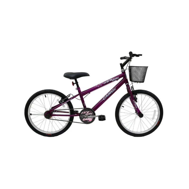 Bicicleta Cairu Aro 20 Mountain Bike REB  Star Girl com Cesto Violeta Infantil Feminina com Quadro Reforçado e Freio V-Brake