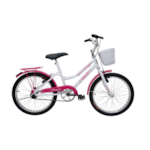 Bicicleta Cairu Aro 20 Princess V.B com Cesto Branco/Pink