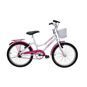 Bicicleta Cairu Aro 20 Princess V.B com Cesto Branco/Pink