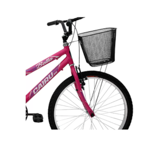 Bicicleta Cairu Aro 24 Bella REB Mountain Bike com Cesto Pink/Preto