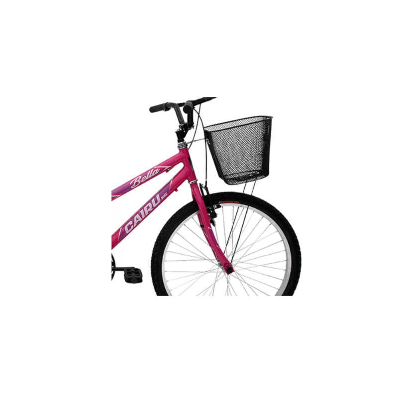 Bicicleta Cairu Aro 24 Bella REB Mountain Bike com Cesto Pink/Preto