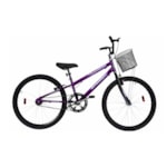 Bicicleta Cairu Aro 24 Bella REB Mountain Bike com Cesto Violeta/Preto