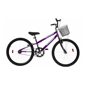 Bicicleta Cairu Aro 24 Bella REB Mountain Bike com Cesto Violeta/Preto