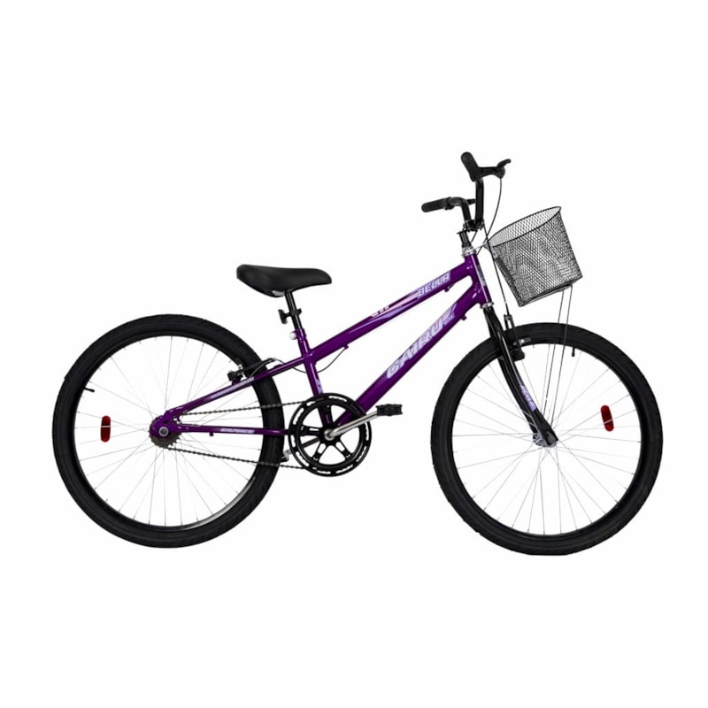 Bicicleta Cairu Aro 24 Bella REB Mountain Bike com Cesto Violeta/Preto