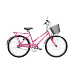 Bicicleta Cairu Aro 24 Genova com Cesto e Freio V-Brake Rosa/Pink