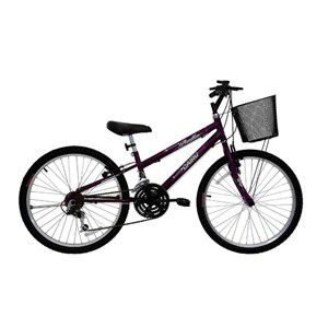 Bicicleta Cairu Aro 24 MTB 21M Bella com Cesto Violeta