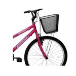 Bicicleta Cairu Aro 24 MTB REB Bella com Cesto Pink/Preto