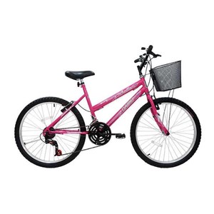 Bicicleta Cairu Aro 26 MTB 21 Marchas Bella com Cesto Rosa/Pink