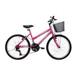 Bicicleta Cairu Aro 26 MTB Bella com Cesto Rosa/Pink