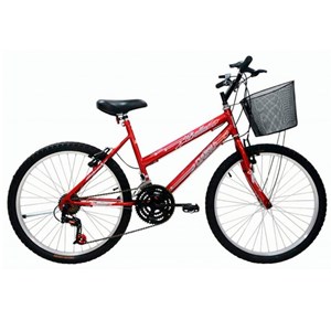 Bicicleta Cairu Aro 26 MTB Bella com Cesto Vermelho