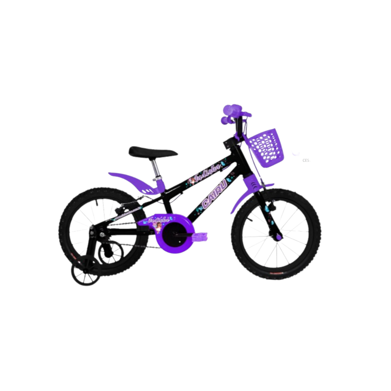 Bicicleta CAIRU Aro16 MTB Feminina Fadinha Preto/Violeta