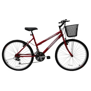 Bicicleta Cairu Aro26 MTB 21 Marchas Bella com Cesto Vermelho