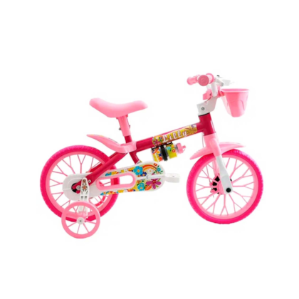 Bicicleta Cairu Feminino Aro 12 Flower Lilly Rosa/Branco