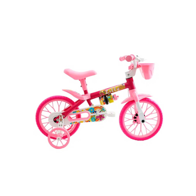 Bicicleta Cairu Feminino Aro 12 Flower Lilly Rosa/Branco