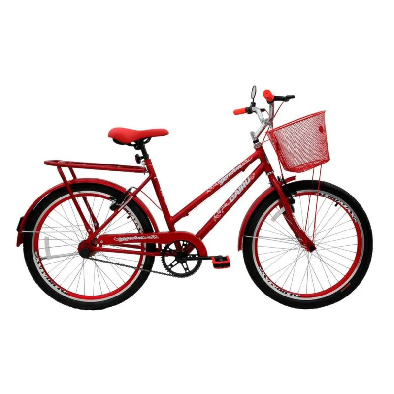 Bicicleta Cairu Genova Aro 24 Personalizada com Cesto e Freio V-Brake Vermelho-c8e6f1de-ffea-481d-8a91-72783d76e204