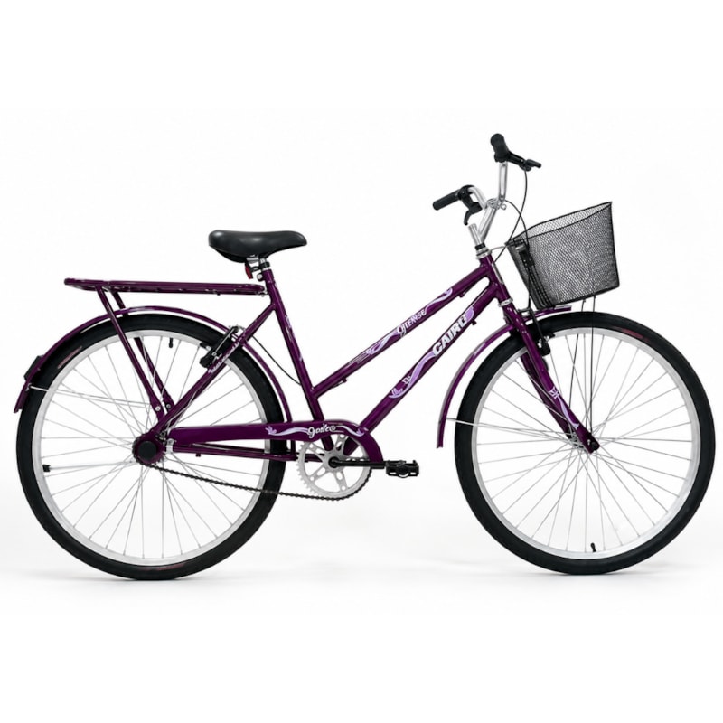 Bicicleta Cairu Genova Aro 24 Personalizada Com Cesto E Freio V-Brake Violeta