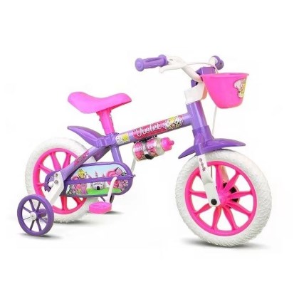 Bicicleta Cairu Infantil Feminino Aro 12 Violeta/Rosa
