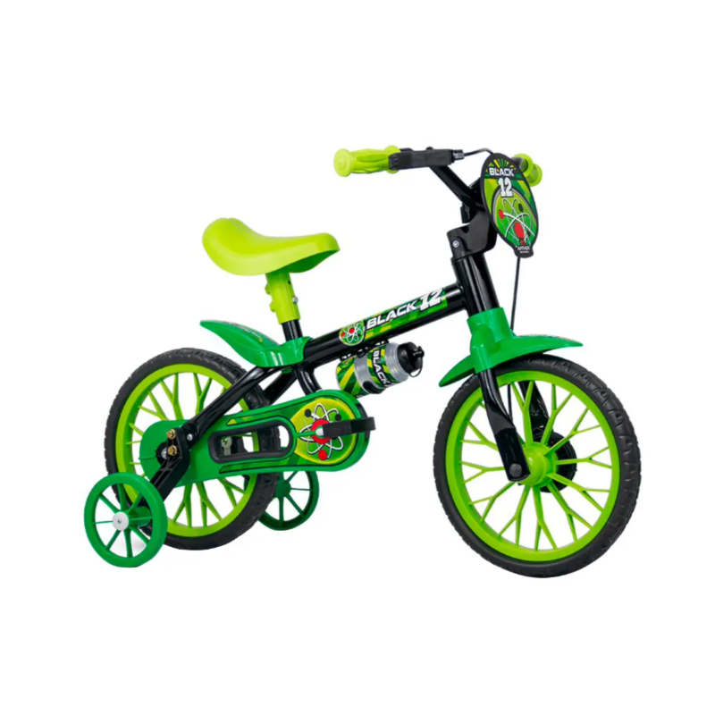 Bicicleta Cairu Masculina Aro 12 Black Preto/Verde Lion