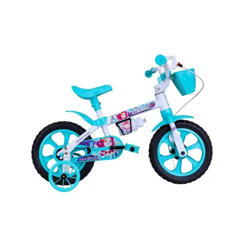 Bicicleta Infantil Cairu Aro 12 Mini Sereia Tiffany Branco/Azul