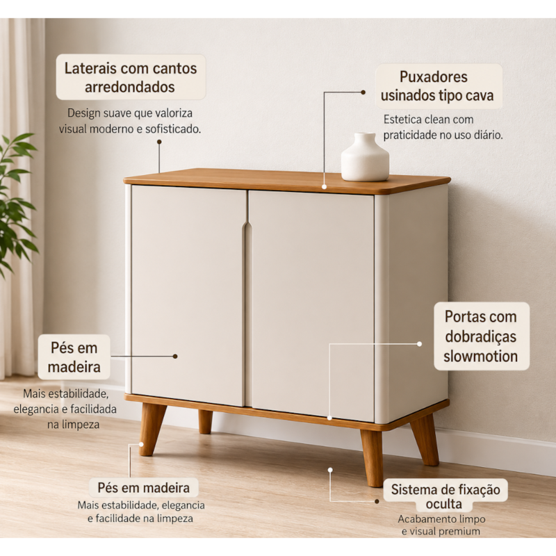 Buffet Cimol Serena 2 Portas Cinamomo/Off White 22139.696-161156e6-ebd9-4a0e-8040-fc9027a21857