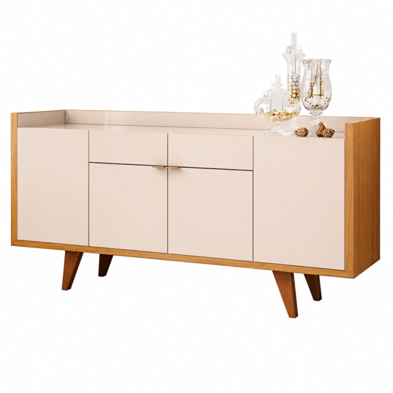 Buffet HB Móveis Melodia 1,60m 4 Portas 2 Gavetas Off White/Cinamomo-0f7559a7-4f7b-4fda-ba92-c6a696a02879
