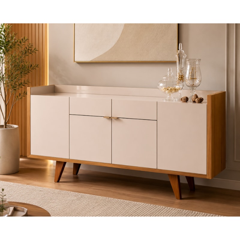 Buffet HB Móveis Melodia 1,60m 4 Portas 2 Gavetas Off White/Cinamomo-a84377ae-6a6a-4fbf-b696-7c1c9a2d55e2