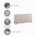 Buffet Lukaliam Lion 2024 com 4 Portas Off White/Freijo