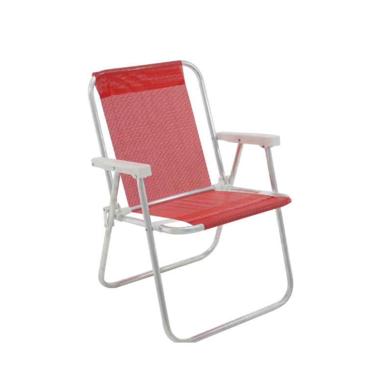 Cadeira de Praia Bel Alta Lazy Aluminio Sannet Vermelho
