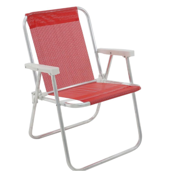 Cadeira de Praia Bel Alta Lazy Aluminio Sannet Vermelho-794a715d-558d-4214-8143-97f69ac02116