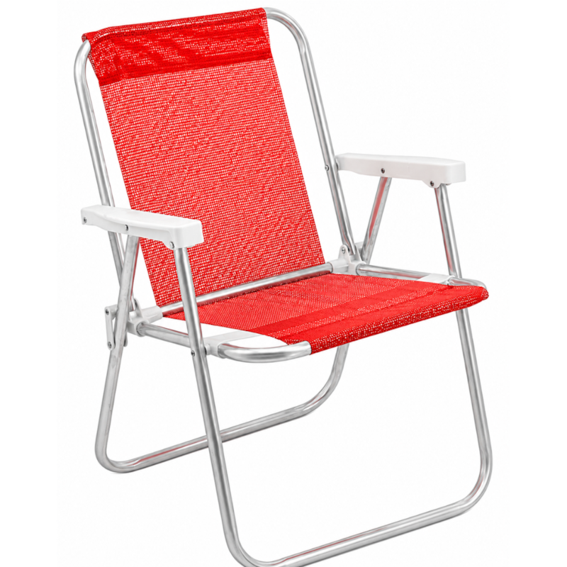Cadeira de Praia Bel Alta Lazy Aluminio Sannet Vermelho-e299df2f-5ea2-4790-9bc9-fc83c01afa8f