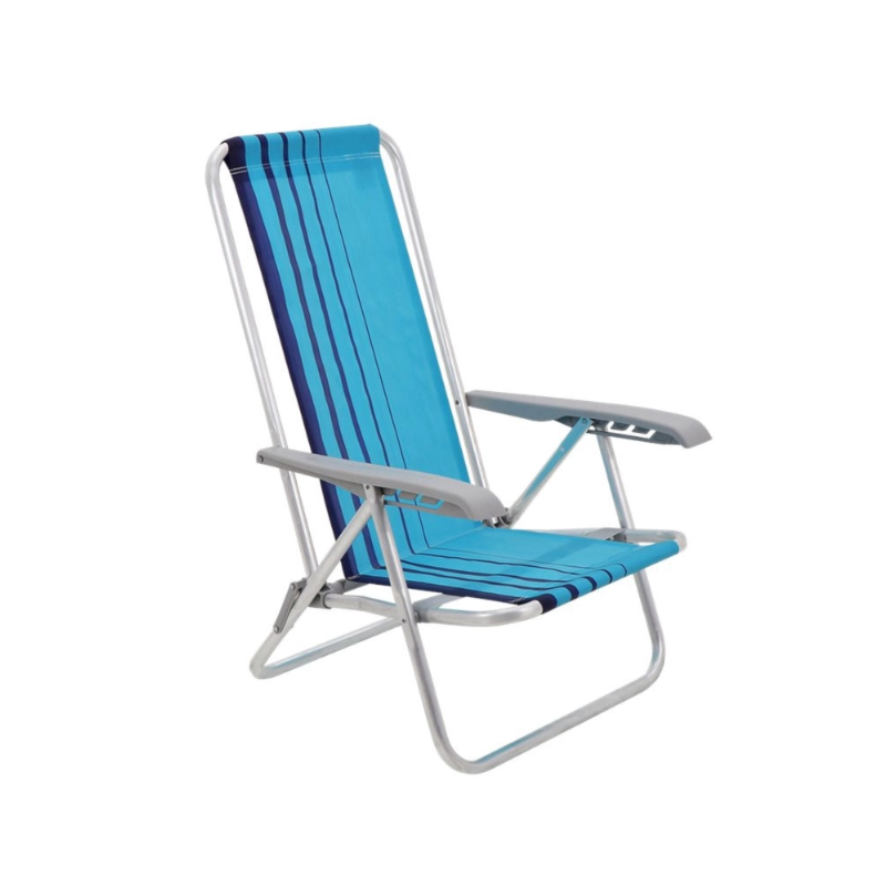 Cadeira de Praia Tramontina em Aluminio 4 Posicoes Bali Azul/Azul Claro