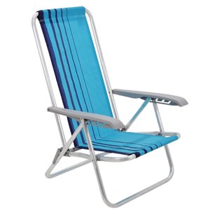 Cadeira de Praia Tramontina em Aluminio 4 Posicoes Bali Azul/Azul Claro